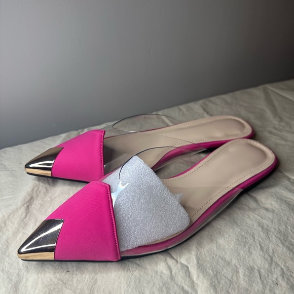 Shoes - Pink and Silver Pointed Toe Flats